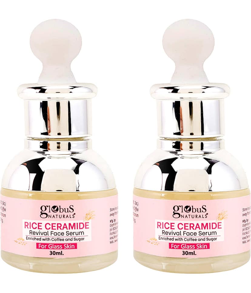 Globus Naturals Rice Ceramide Revival Face Serum, For Korean Glass Skin, 30 ml (Pack of 2)