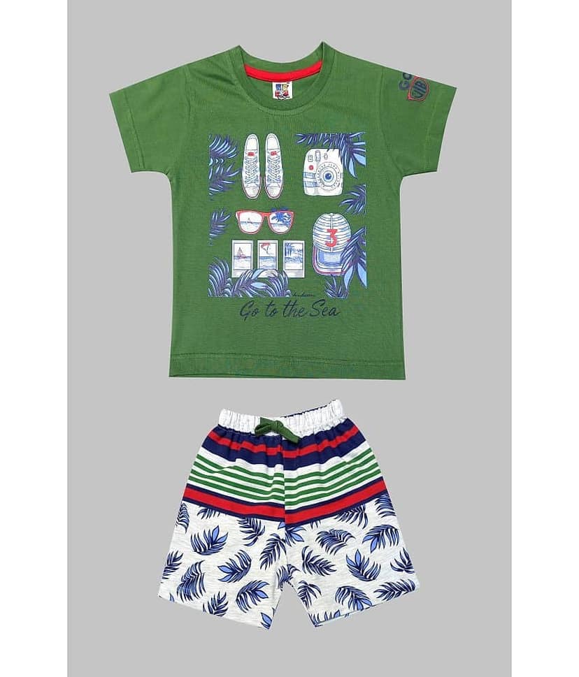 Kideon Pack of 1 Baby Boys 100% Cotton T-Shirt & Shorts ( Red )