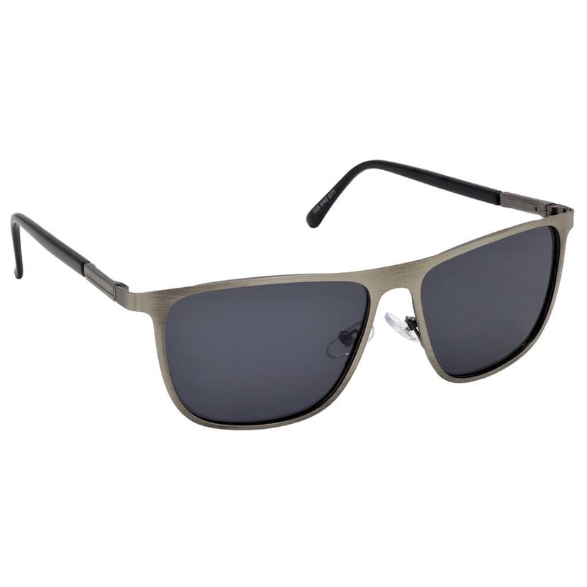 Stylish Pilot Full-Frame Metal Polarized Sunglasses for Men and Women | Black Lens and Steel Grey Frame | HRS-KC1005-LGRY-BK-P view 2