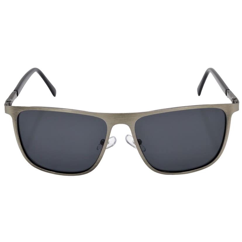 Stylish Pilot Full-Frame Metal Polarized Sunglasses for Men and Women | Black Lens and Steel Grey Frame | HRS-KC1005-LGRY-BK-P view 3