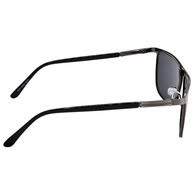 Stylish Pilot Full-Frame Metal Polarized Sunglasses for Men and Women | Black Lens and Steel Grey Frame | HRS-KC1005-LGRY-BK-P view 4