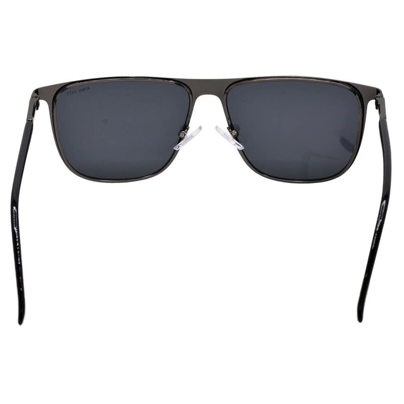 Stylish Pilot Full-Frame Metal Polarized Sunglasses for Men and Women | Black Lens and Steel Grey Frame | HRS-KC1005-LGRY-BK-P view 6