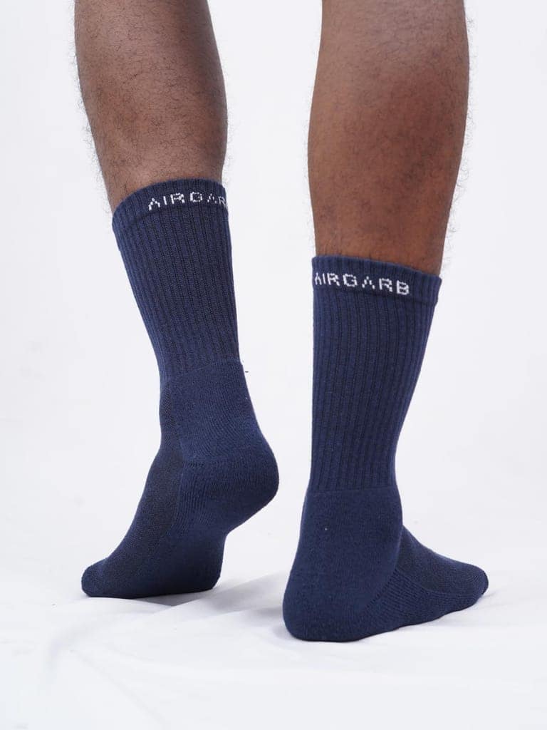 AIR GARB Crew Socks for Men and Women Made with Premium Cotton - Free Size (Blue) view 2