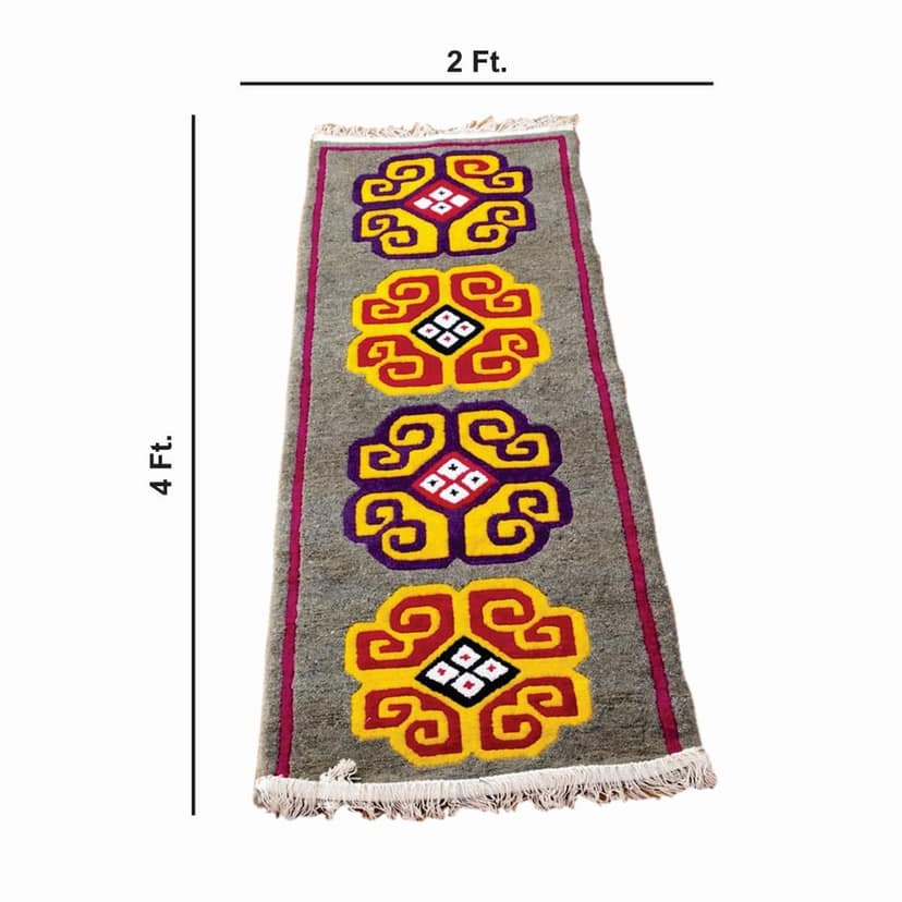 Pahadi Handmade Sheep Wool Carpet – Traditional Himalayan Design by Jai Maa Nanda. view 2