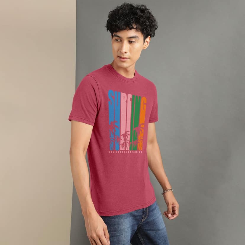 Ftx Men Printed Roundneck Cotton Rich Half Sleeve Tshirt view 5