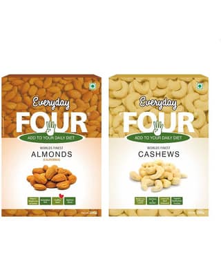 Everyday Four Dry Fruits Californian Almonds 200g + Cashew Nuts (Kaju) 200g | Combo Pack |