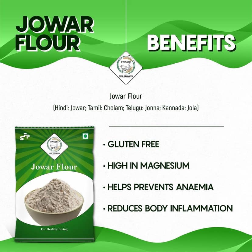 Swasth Jowar Millet Flour Gluten Free Flour - (Other Names of Jowar Millet - Jowari, Jona, Jola, Cholam, Jowar, Jawari, Juara) view 4