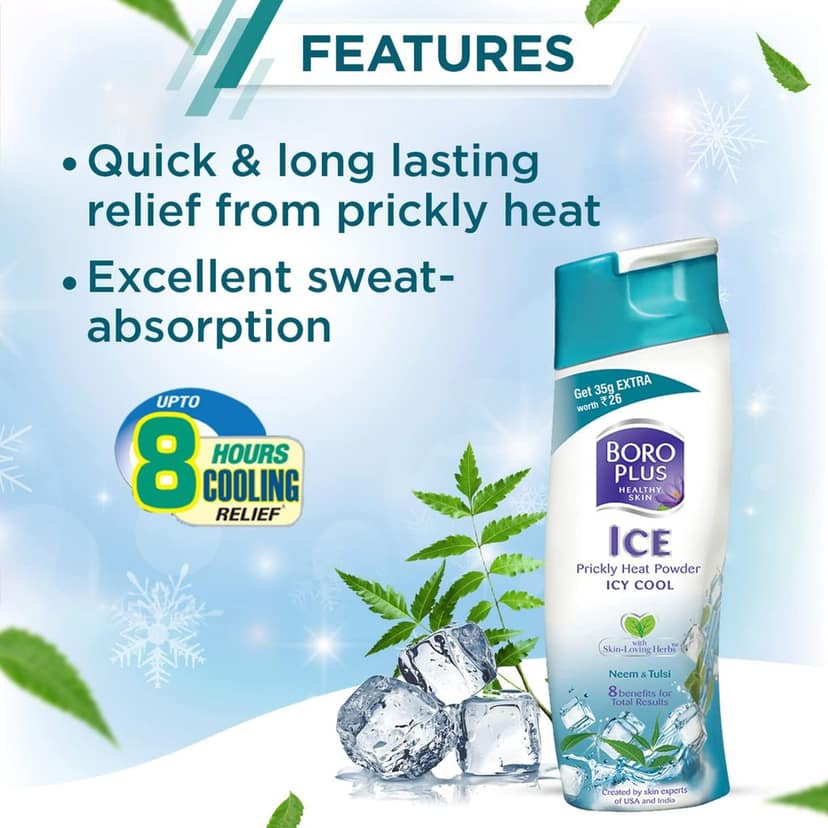 BoroPlus Talc Prickly Heat Ice Cool Powder, 150g + 50g Extra view 3