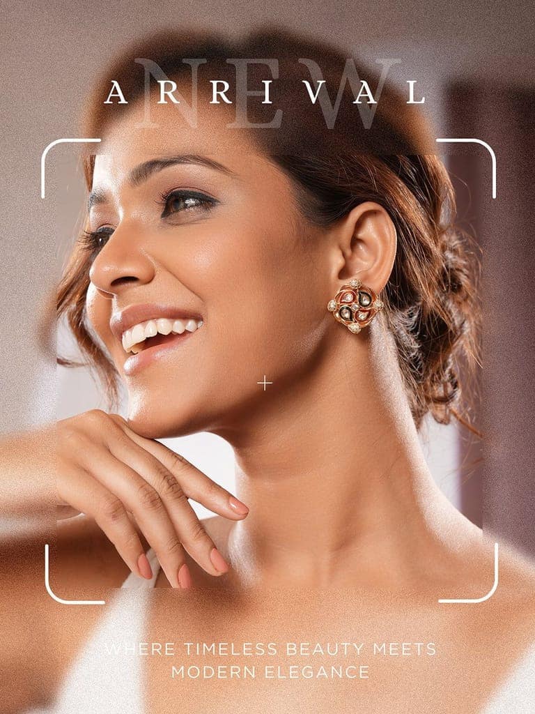 Gold Plated Uncut Moissanite Kundan Studded Mango Design Minimal Studds Earrings view 6