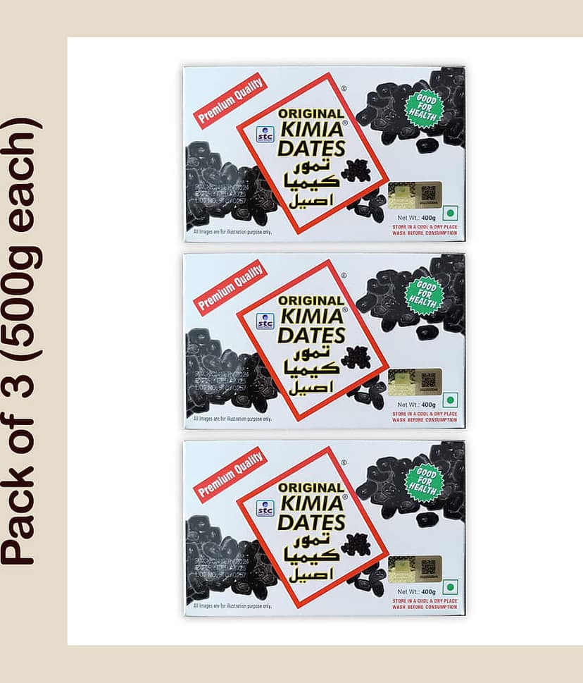 Kimia Dates Original Mazafati Dates Juicy & Delicious Khajoor Healthy Snacks 400 gm (Pack of 3)