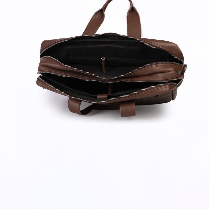 Full Grain Leather Laptop Bag for Men - 15.6 Inch - Brown Briefcase with Padded Compartment & Organizer Pockets view 4