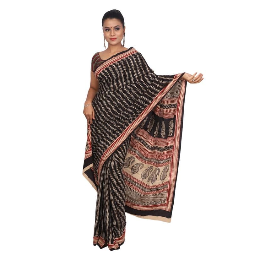 HANDLOOM CRAPE SILK SAREE WITH BLOUSE (SKU - 1SR102280621 SAREE- 195) view 3