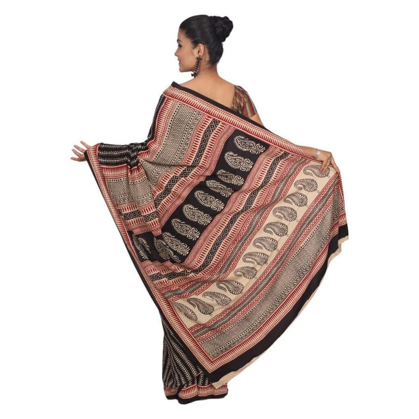 HANDLOOM CRAPE SILK SAREE WITH BLOUSE (SKU - 1SR102280621 SAREE- 195) view 4