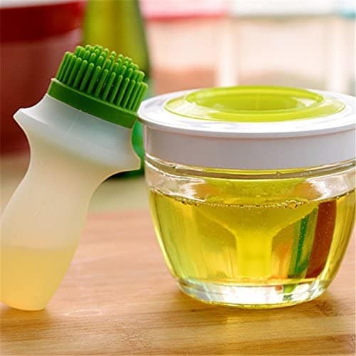 GLOWSERIE Silicone Oil Brush with Glass Oil Dispenser Jar (2-in-1 Set)
