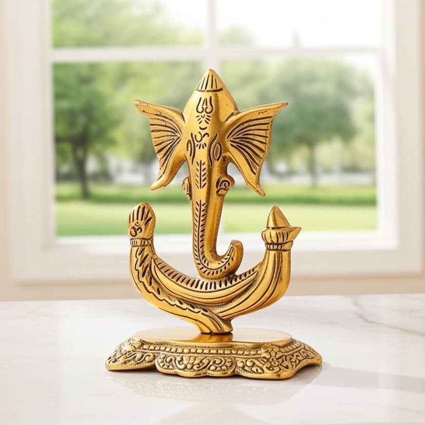 Aluminium Showpiece Trishul Ganesh Ji Statue (ASMAS438 G) view 2