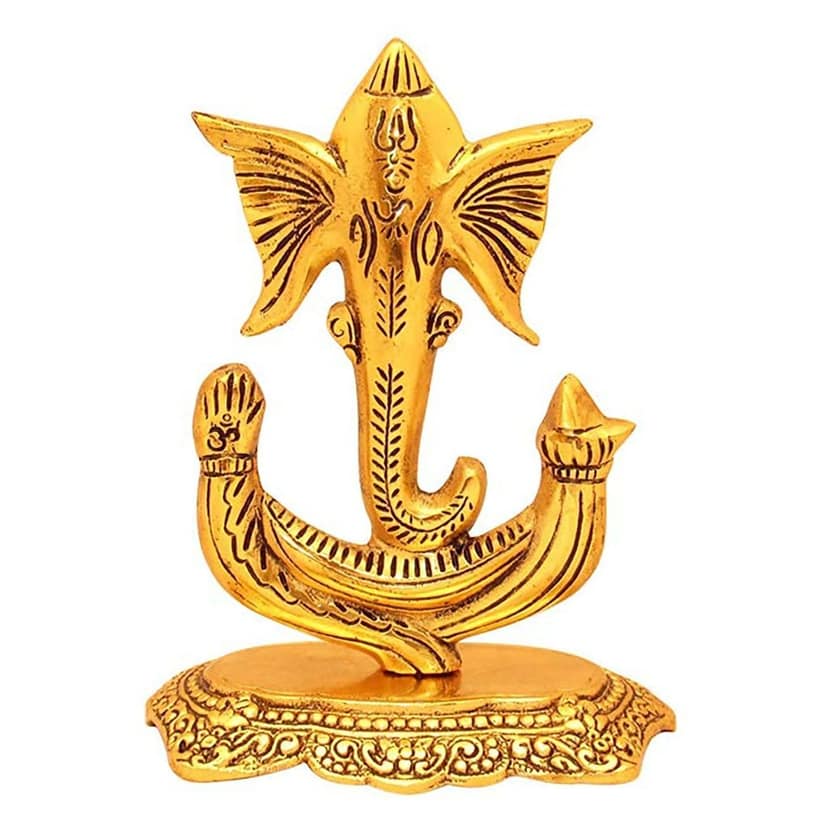 Aluminium Showpiece Trishul Ganesh Ji Statue (ASMAS438 G) view 4