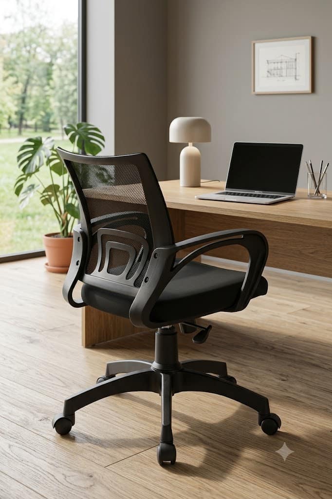 Kantva Ergonomic Mesh Mid Back Office Chair with Cushioned Seat and Swivel Base view 2