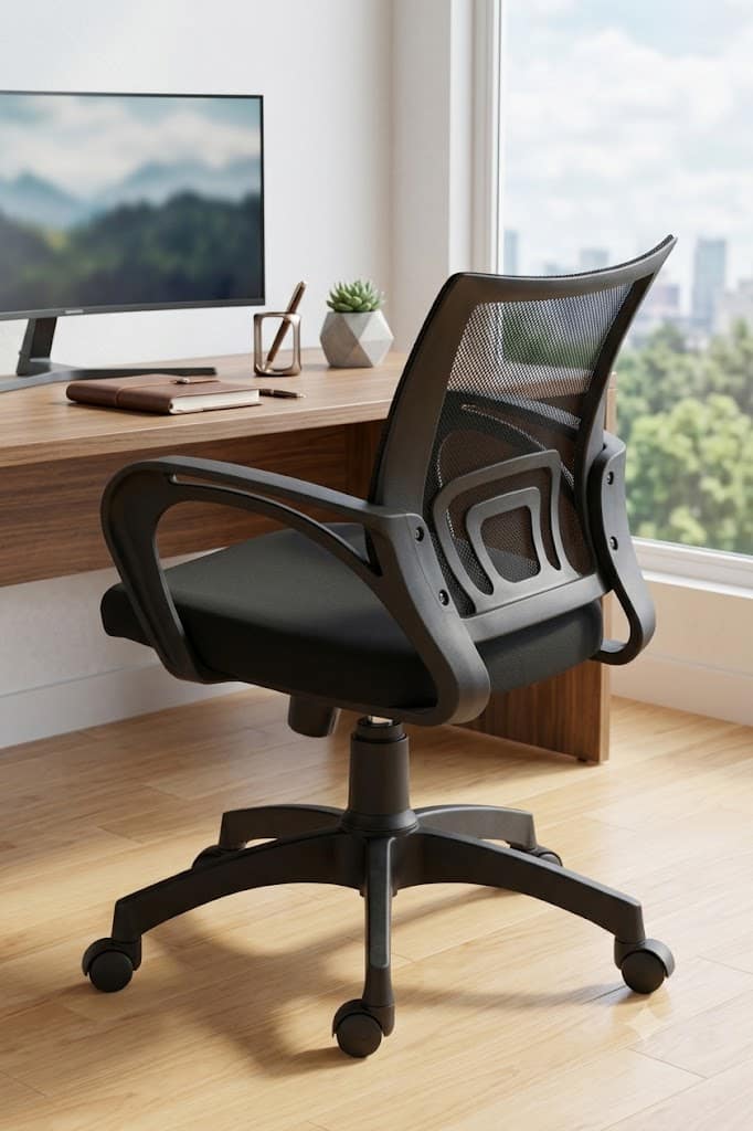 Kantva Ergonomic Mesh Mid Back Office Chair with Cushioned Seat and Swivel Base view 3