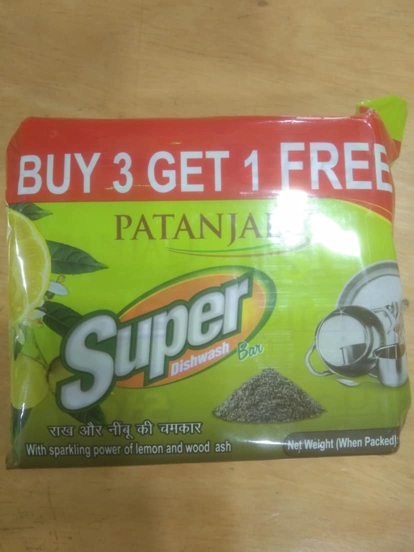 Patanjali super dishwash bar 225g 3+1