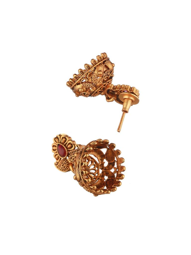 Gold Plated Green Stone Studded Peacock temple Jewellery Set view 5