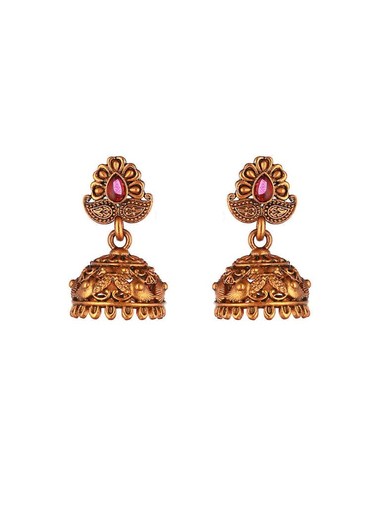Gold Plated Green Stone Studded Peacock temple Jewellery Set view 6