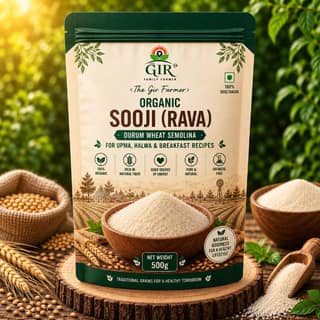 The Gir Family Farmer Organic Sooji (Rava) (500g) | Premium Durum Wheat Semolina | Healthy Breakfast & Cooking