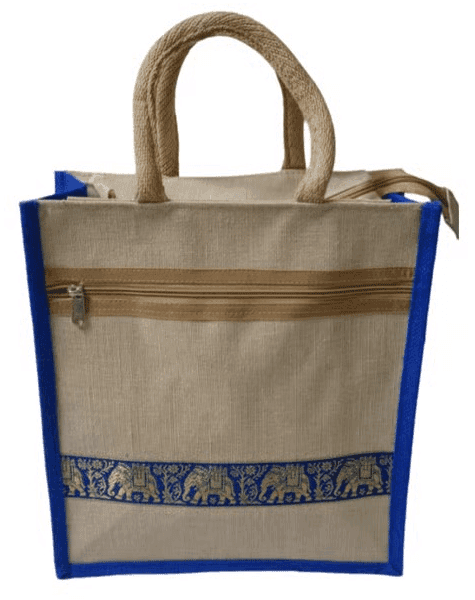 Jute Tote Bag with Elephant Motif - Stylish & Eco-Friendly