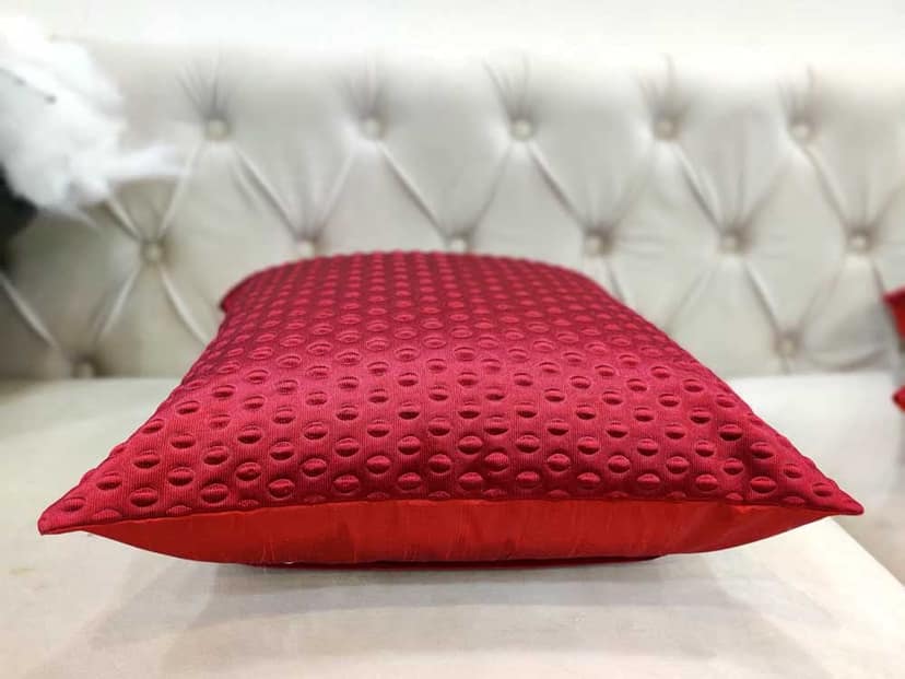 Maroon Damask / Self Design / Woven Geometricl Zipper Square Cushion Covers (16x16 inch or 40 x 40 cm) Set of 5 view 4