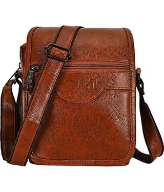 ZAIKO BAGS Tan Textured Messenger Bag