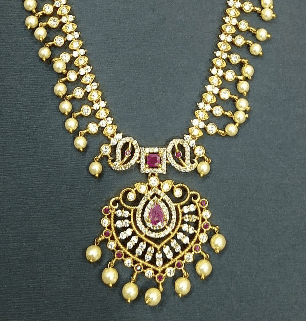 Traditional Indian Gold Plated Kempu Stone Necklace Set with Earrings for Women view 3