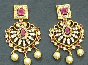 Traditional Indian Gold Plated Kempu Stone Necklace Set with Earrings for Women view 4