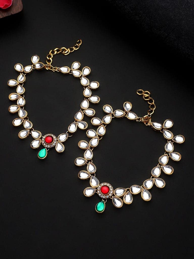 Cardinal Gold Color Kundan Adjustable Anklet/ Pajeb/Payal view 2