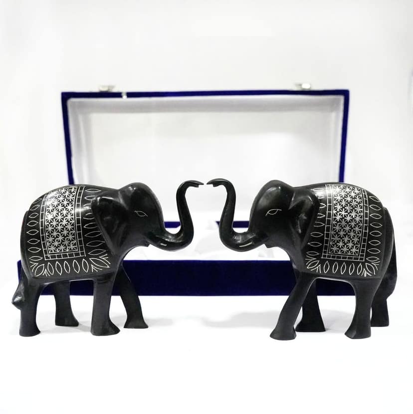Bidri Work Elephant Pair Two Piecee Set (1TMTDCOKA08476)