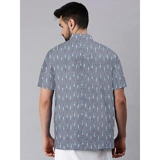 OMSAIFAB Men Self Design Casual Silver Shirt view 2