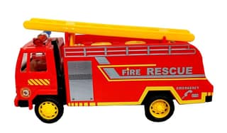 Cube Play Fire Tender Truck Toy Made of Non Toxic Plastic Pull Back Action - No Battery Required, Size Around 15 cm & Weight 100 Grams, with Soft Edges