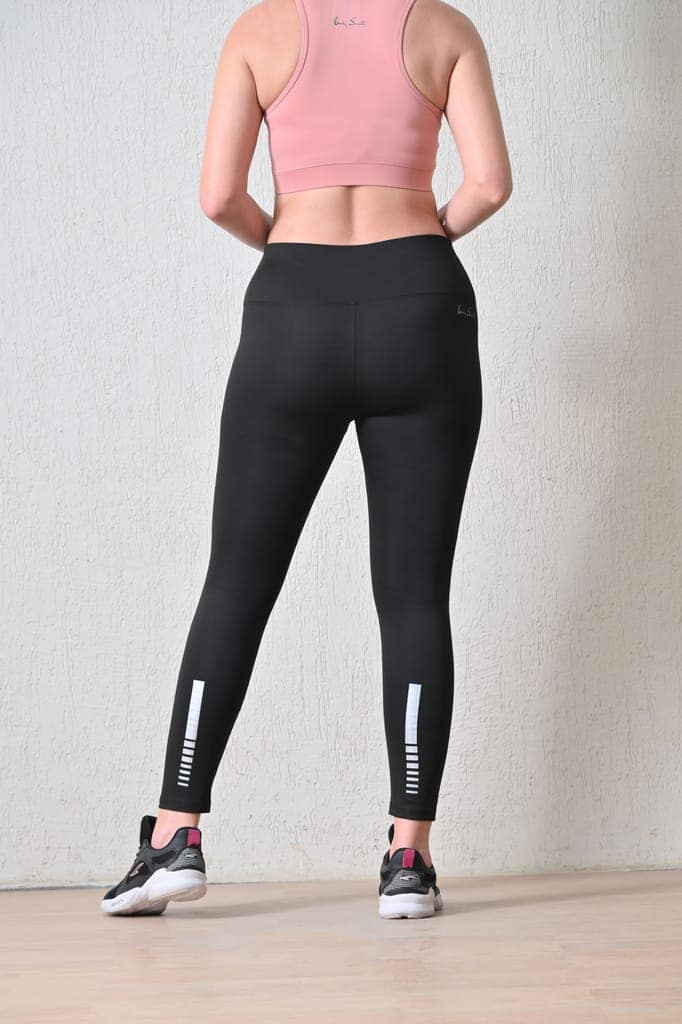 Body Smith Women’s Solid Blue High Waist Active Sports Tights with Side Pocket | Stretchable Gym Leggings for Yoga, Running & Workout | Comfortable & Stylish Fitness Wear