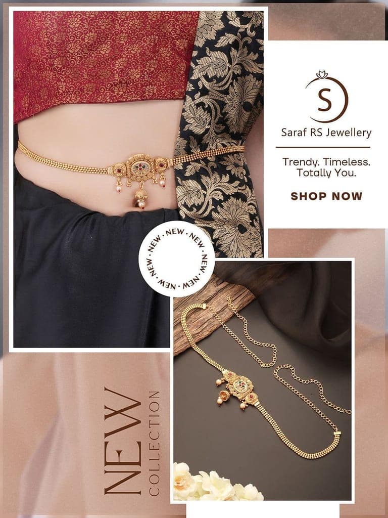 Gold Plated Kemp Studded Traditional Saree Hip Chain Waistband Kamarbandh view 5