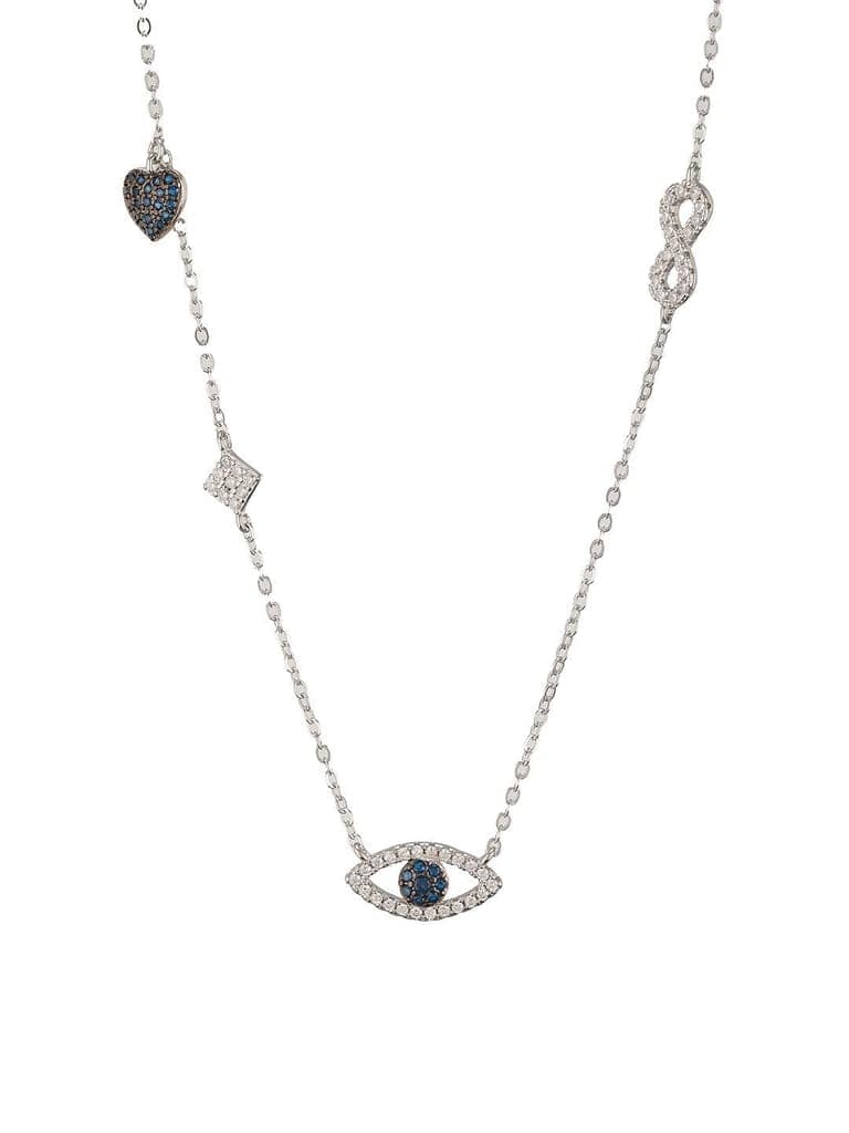 925 Sterling Silver Turkish Blue Evil Eye With heart Charms Statement Protection Pendant Necklace & Chain view 4