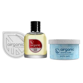 Airganic Aroma Car Freshener Combo Pack Fine Spray Musk Blast & Aroma Cube Artic Aura air fragrance