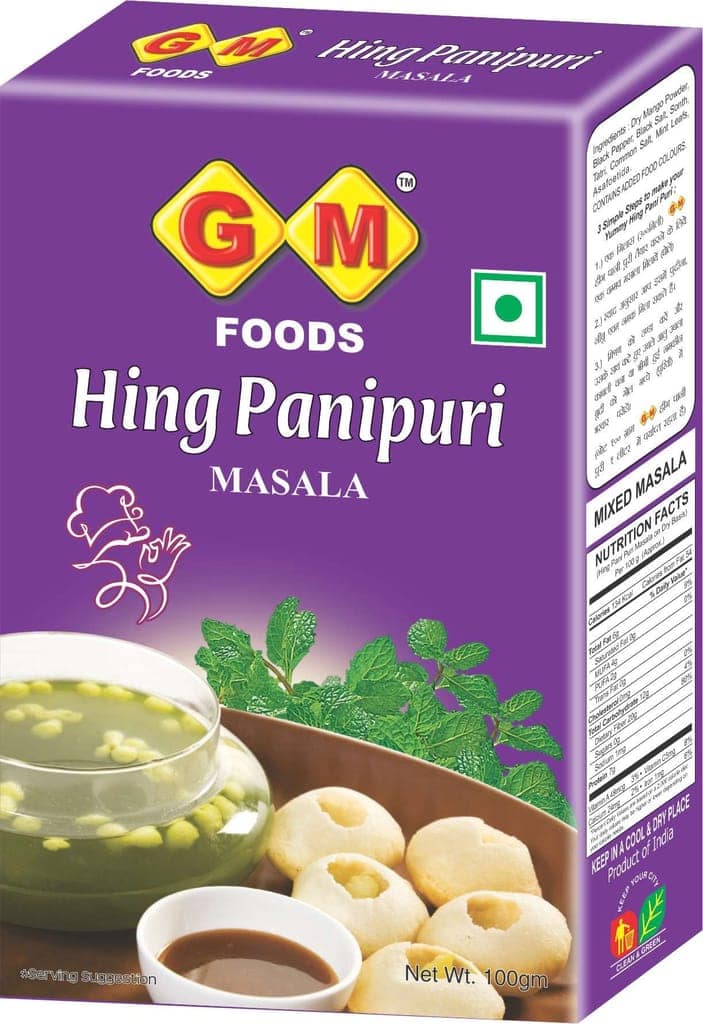 GM Foods Hing Pani Puri Masala 100g Pouch | Tangy & Spicy Golgappa Jaljeera Masala | Authentic Indian Street Food Taste | Perfect for Pani Puri, Golgappa & Puchka