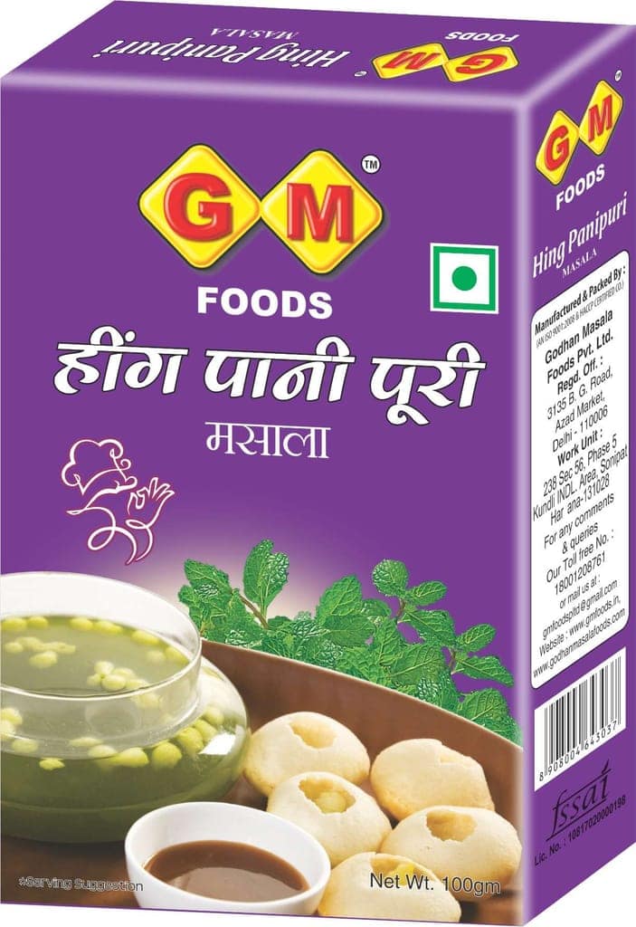 GM Foods Hing Pani Puri Masala 100g Pouch | Tangy & Spicy Golgappa Jaljeera Masala | Authentic Indian Street Food Taste | Perfect for Pani Puri, Golgappa & Puchka view 2