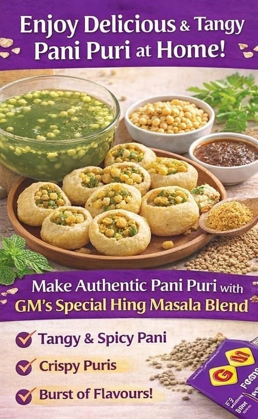 GM Foods Hing Pani Puri Masala 100g Pouch | Tangy & Spicy Golgappa Jaljeera Masala | Authentic Indian Street Food Taste | Perfect for Pani Puri, Golgappa & Puchka view 3