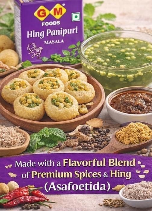 GM Foods Hing Pani Puri Masala 100g Pouch | Tangy & Spicy Golgappa Jaljeera Masala | Authentic Indian Street Food Taste | Perfect for Pani Puri, Golgappa & Puchka view 4