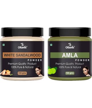 Oilanic 100% White Sandalwood Powder & Amla Powder For Skincare Hair Mask 200 g Pack of 2