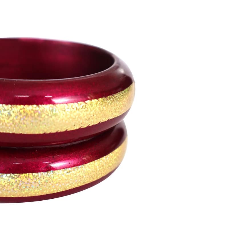 FHS traditional Rajasthani Handmade Round Shape Lac Bangles - Maroon view 4