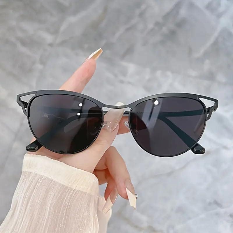 MD Style UV Protected Full Rim Cat Eye Metal Frame Sunglasses/Girls - Women Fashion Sunglasses view 2
