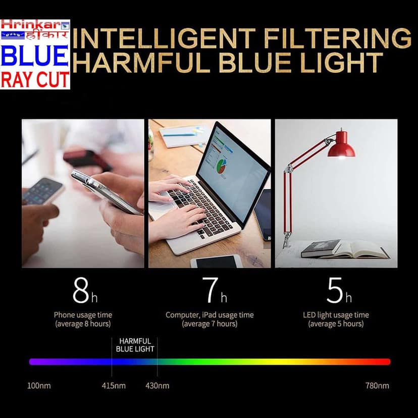 Hrinkar Blue Light Blocking Zero Power Computer Glasses for Eye Protection with Blue Cut Lenses for Men & Women | Brown and Black | HBCT-FRM-BK-BWN-17 view 5