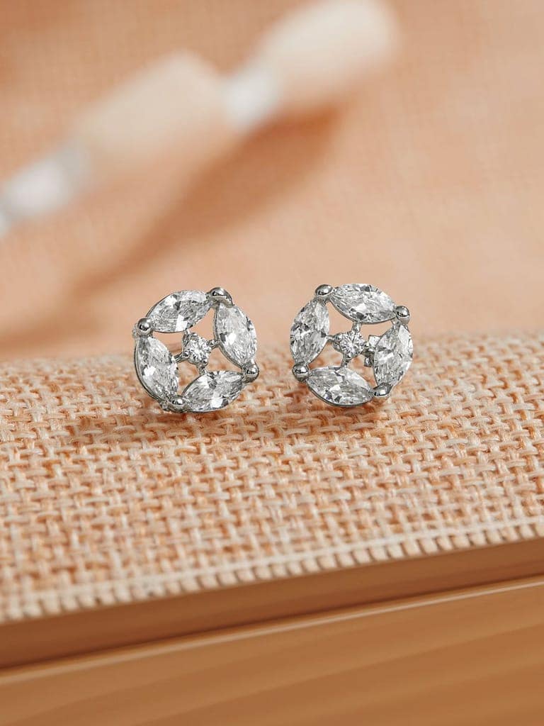 925 Sterling Silver Cubic Zirconia Marquis Studds Earrings
