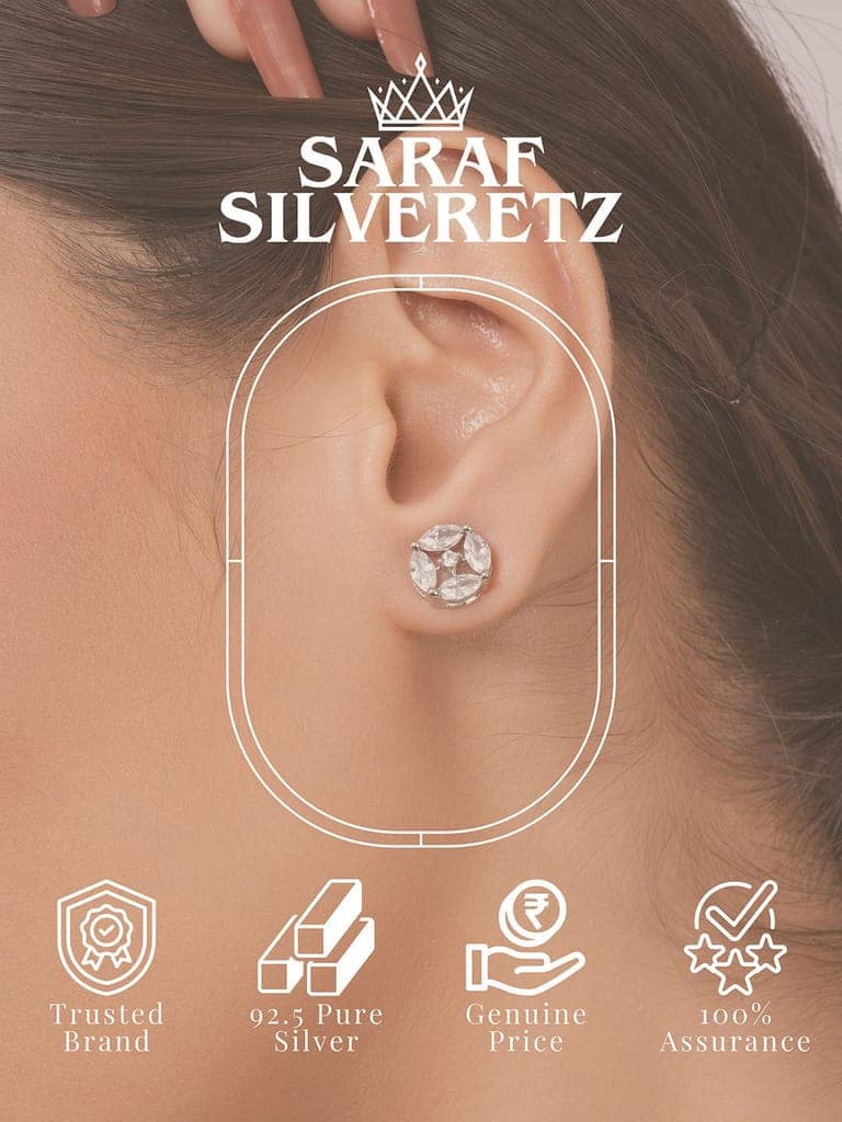 925 Sterling Silver Cubic Zirconia Marquis Studds Earrings view 6