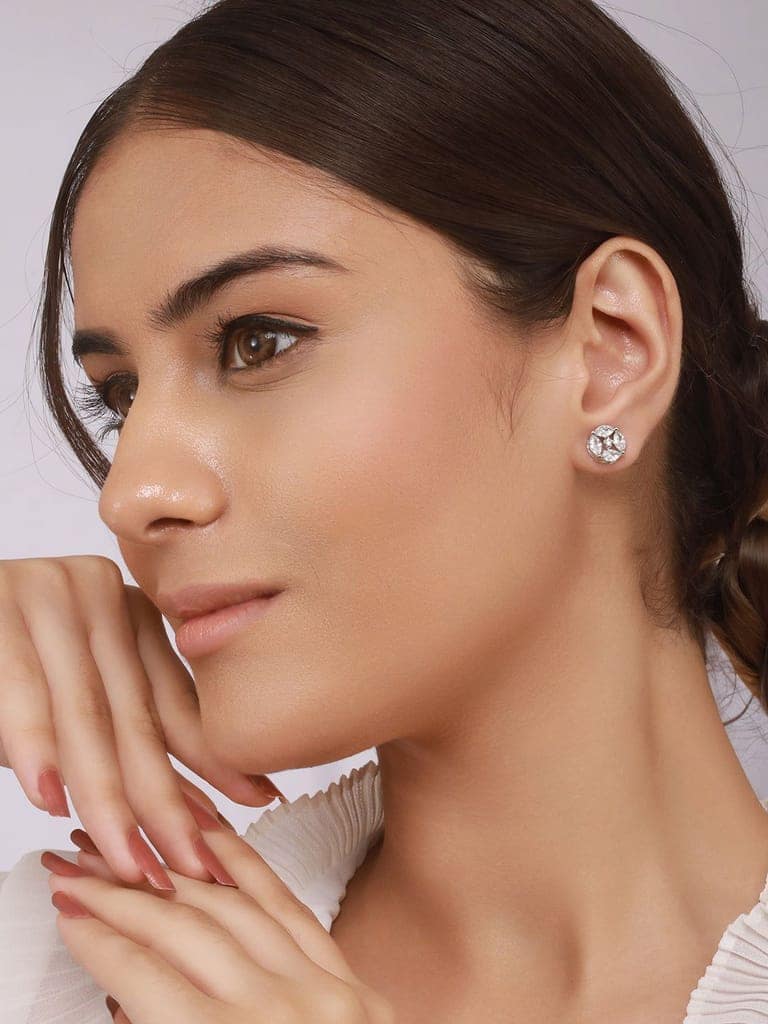 925 Sterling Silver Cubic Zirconia Marquis Studds Earrings view 8